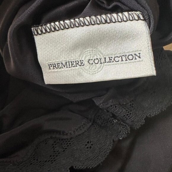 Vintage-Inspired Lingerie Slip Dress – Black Stretchy Lace Trim Size M - Picture 7 of 7